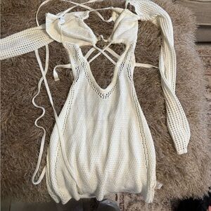Elegant White Knit Swim Coverup